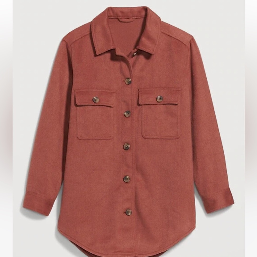 OLD NAVY Utility Shacket Wool Blend Size XL Rust - Picture 8 of 9